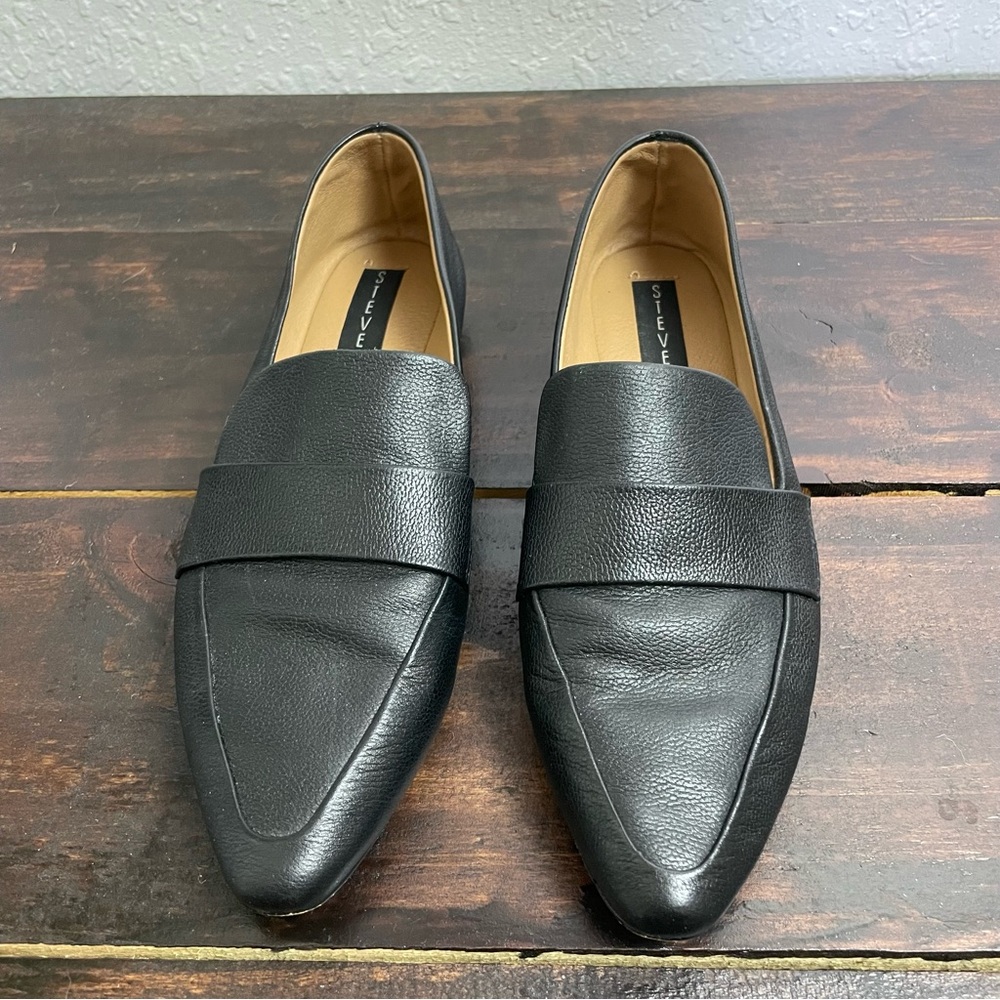 Steve Madden Hollie Pointed Toe Loafer Flats Size 7.5 Black Career Wear Office